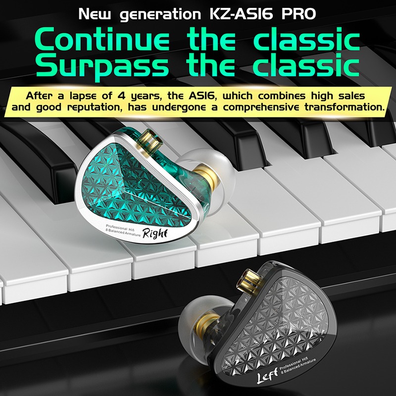 KZ AS16 PRO Wired Headphone 8B - Audiophile Headphone Wired recension och pris